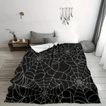 couverture polaire polyester moderne toile araignée noire blanc halloween gothique portable maison voyage