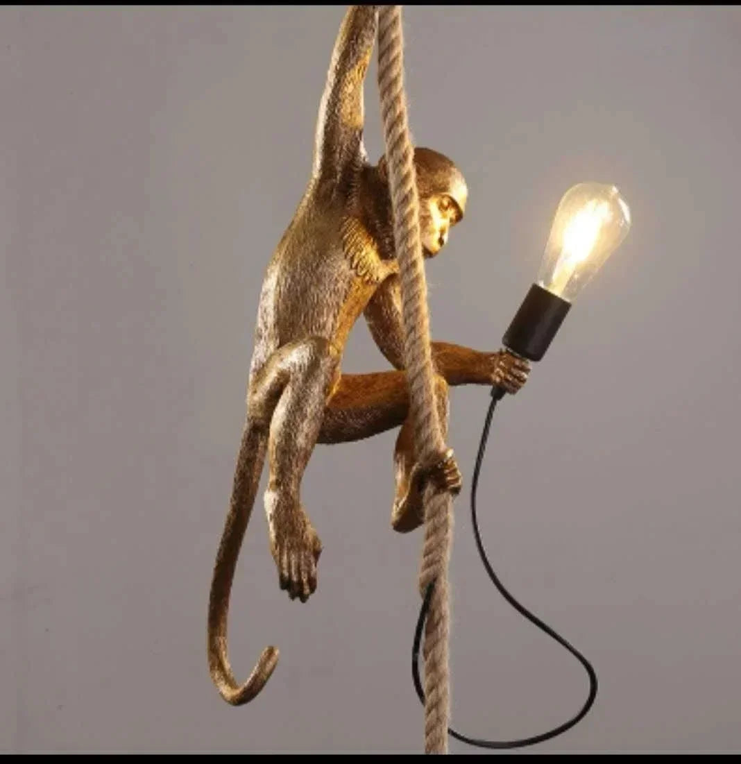 lampe suspendue moderne or orange blanc noir singe lézard brillant résine e27