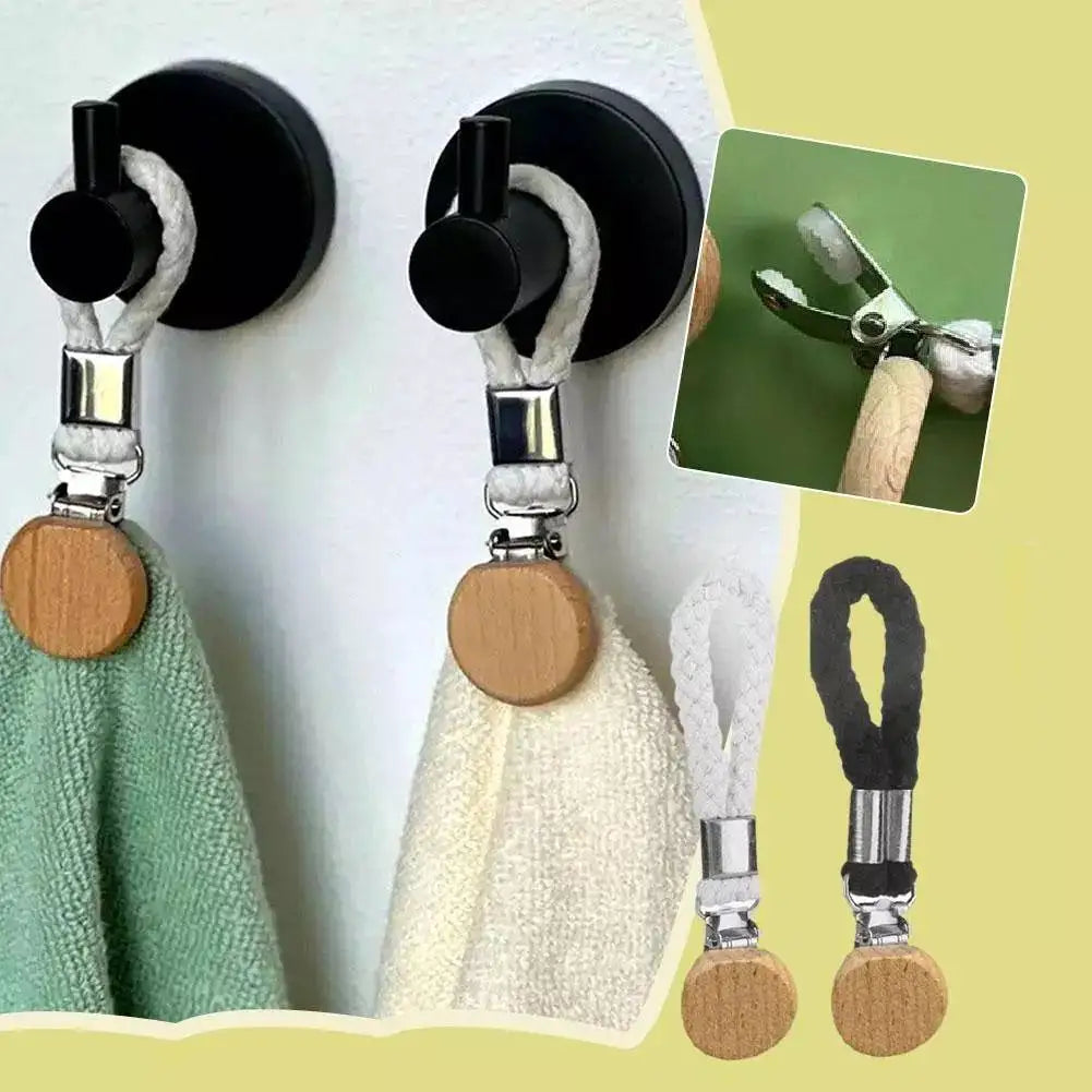 attache serviettes clip métal disque bois corde tressée blanc noir gris minimaliste moderne rustique
