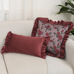 taies d'oreiller jacquard fleur roses rouges feuilles vertes vintage opacité fixation oreillettes maison lit
