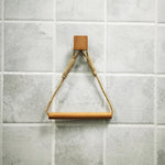 porte rouleau papier toilette bois marron blanc minimaliste moderne cuir inclusion métal doré