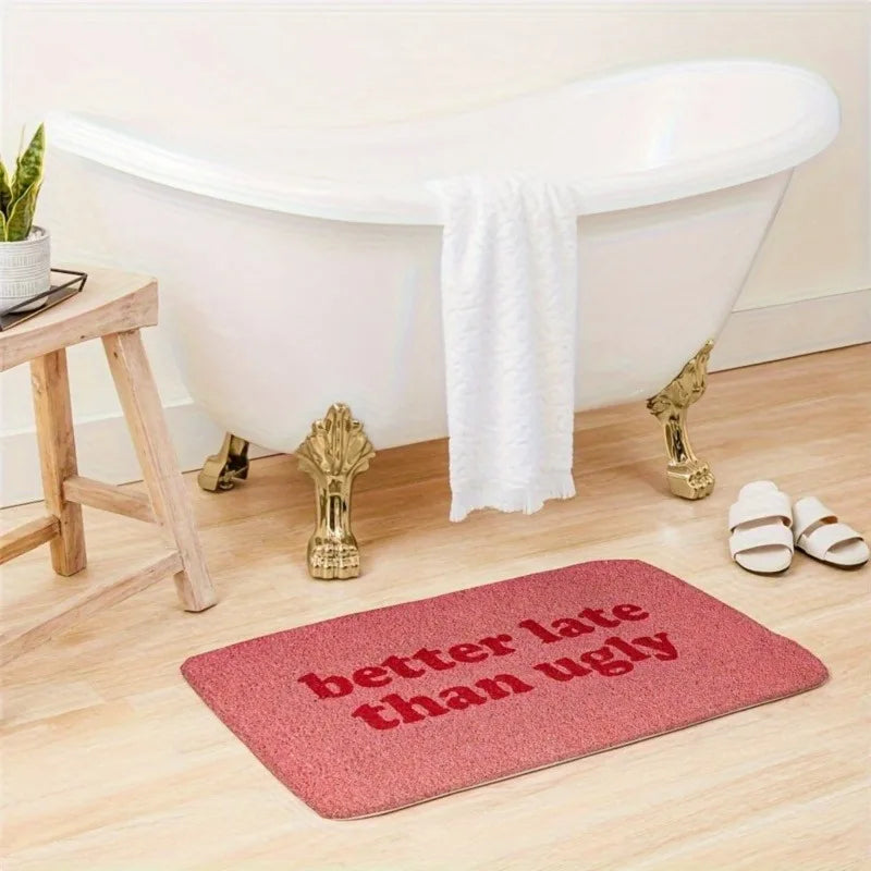 tapis moderne antidérapant taille 100x150cm rouge lettres blanches motif floral