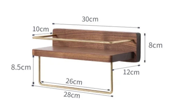 étagère murale moderne minimaliste bois naturel doré étagères clips métalliques