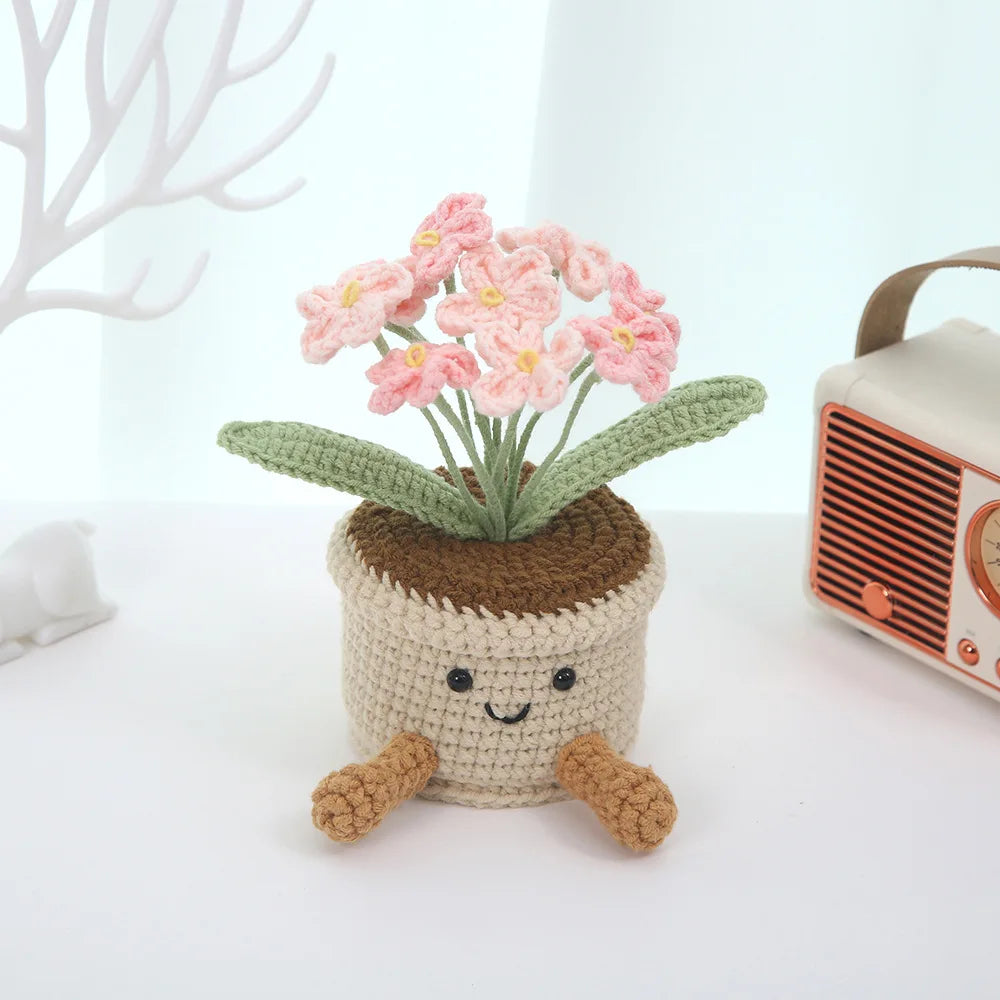 décoration intérieure pot fleurs crochet personnalisé couleur beige marron vert bleu rose violet