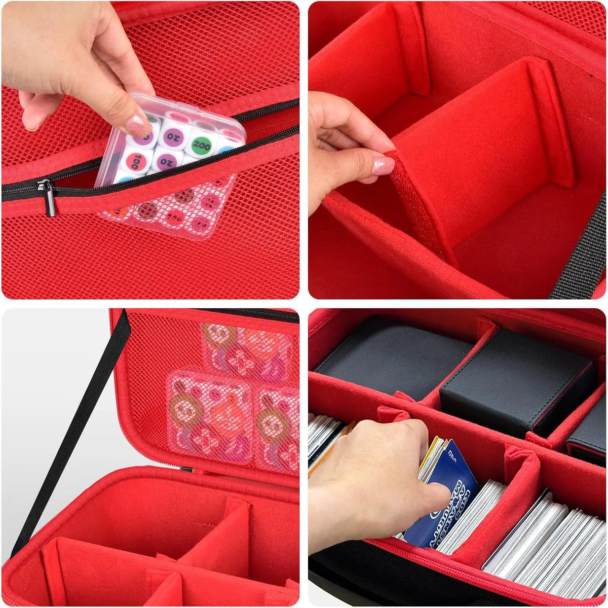 mallette rangement cartes jeu sportive sangles bouclées compartiments internes poche mesh