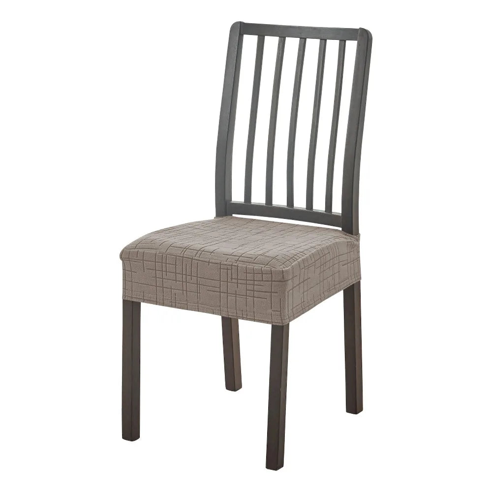 housses chaise tissu jacquard motif géométrique gris antidérapantes modernes fixations inclusées