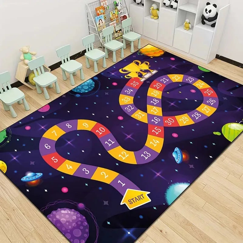 tapis moderne multicolore serpent alphabet floral chambre enfant décoration ludique éducateur