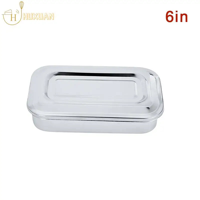 boîtes repas argentées lisses modernes poignées métalliques conteneurs stérilisation médicale taille 30x20cm 16x10cm 15x7.5cm