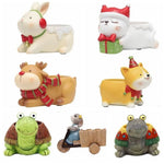cache pot résine forme chien tortue lapin décoration table plantes animaux vert marron gris