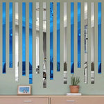 sticker mural miroir adhésif acrylique moderne rayures horizontales noir blanc bleu doré rouge orange