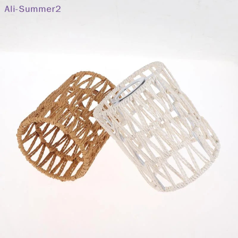 cache lampe tressé boho blanc beige rustique annuaire métalliqueintérieur abat jour moderne