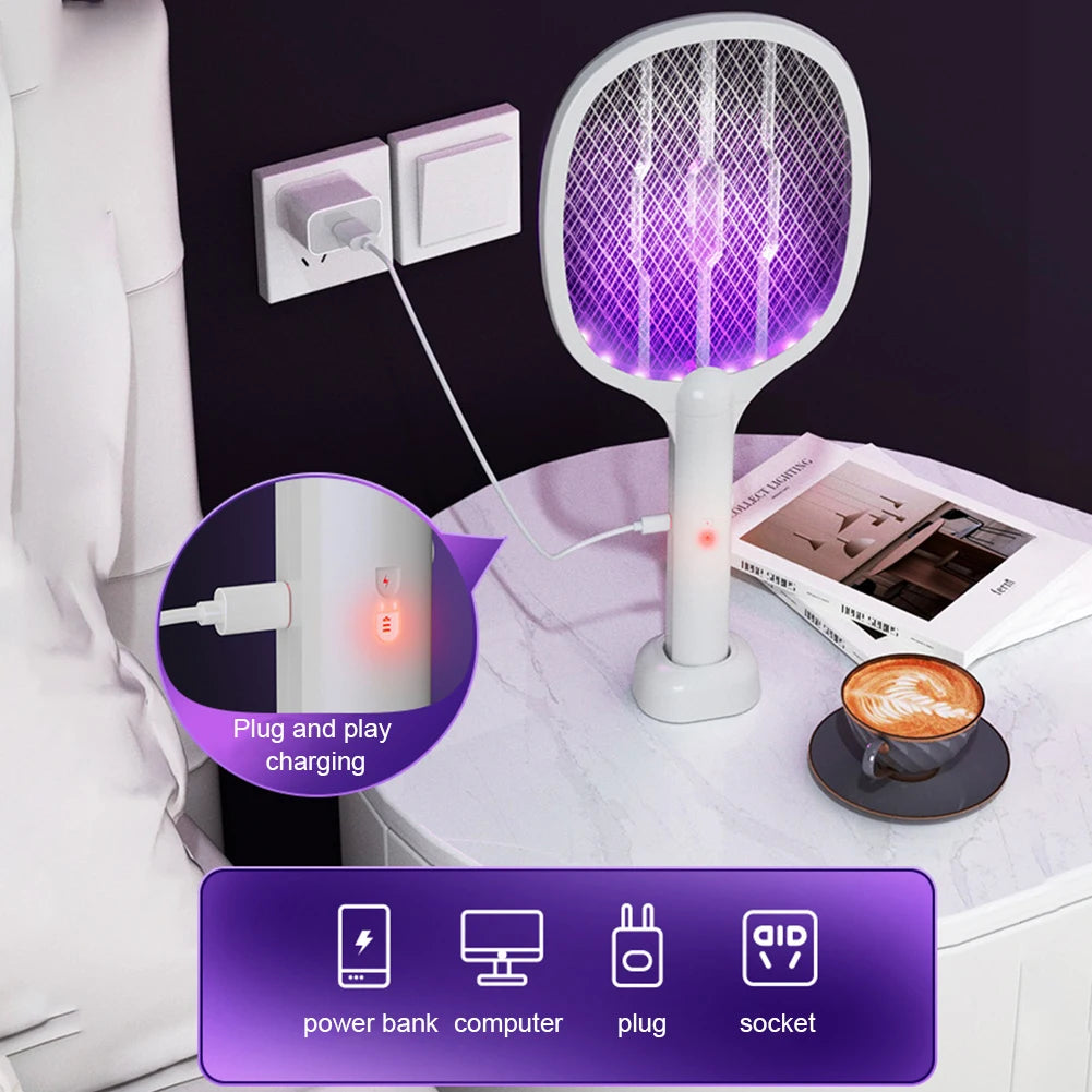 tueur moustiques électrique rechargeable usb 230v racket lampe 3000v moderne abs