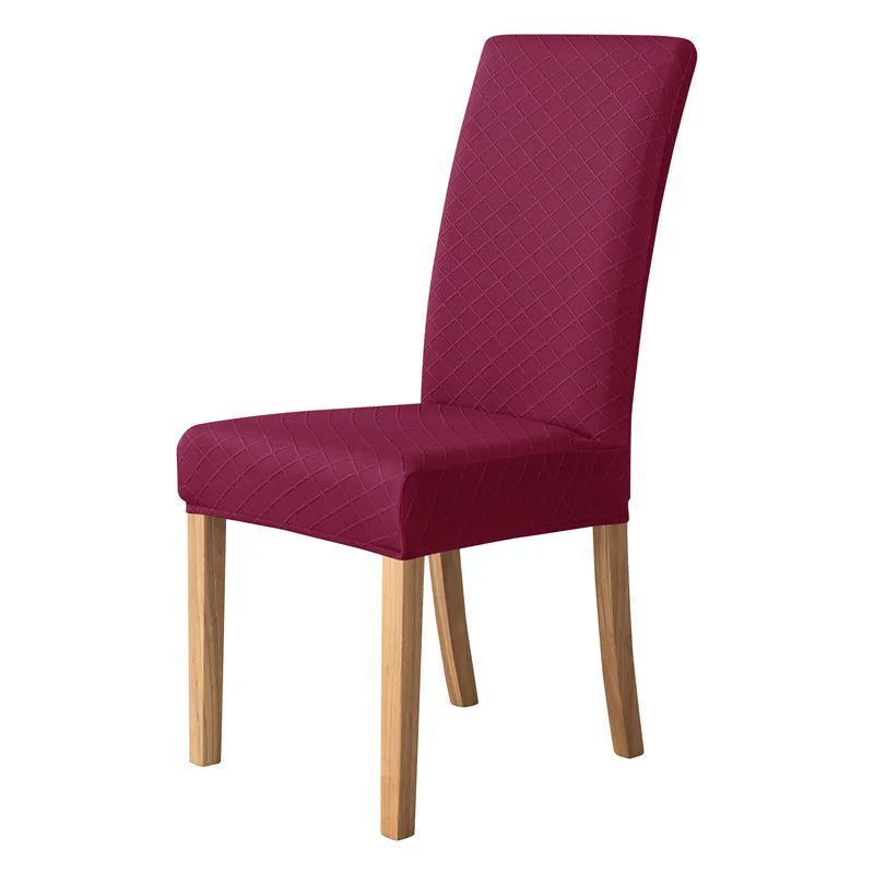 housse chaise moderne carreaux diagonaux beige gris rouge élasthanne polyester adhésif mariage banquet plage