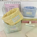 panier rangement rose clair bleu clair jaune clair marron clair carreaux blancs minimaliste imperméable