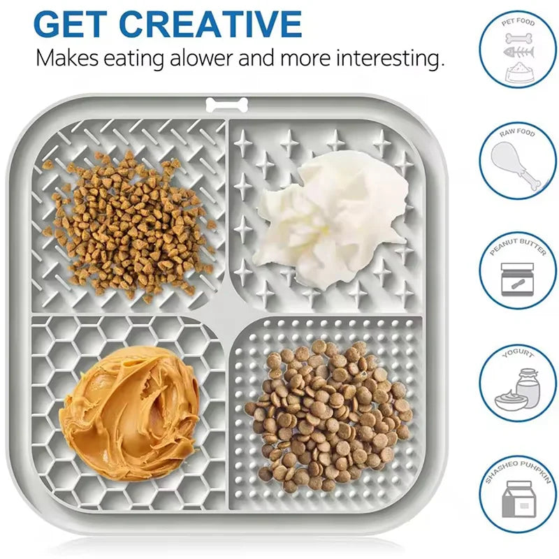 tapis alimentation lent silicone chiens chats distraction bain entraînement antiétouffement ventouses motifs modernes