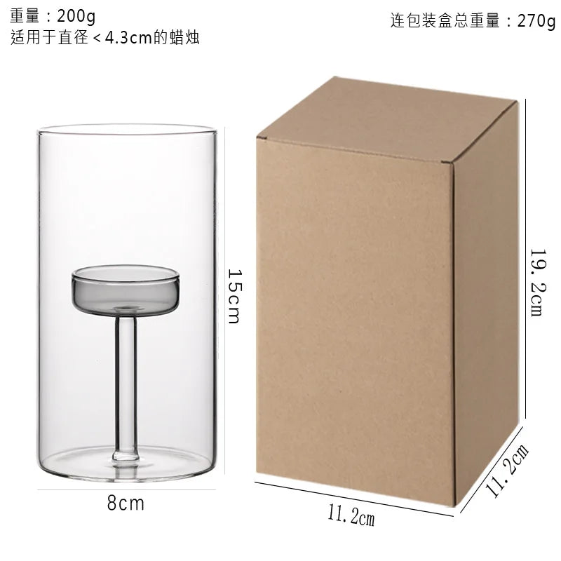 bougeoir moderne verre transparent orange pied simple décoration intérieure bougie