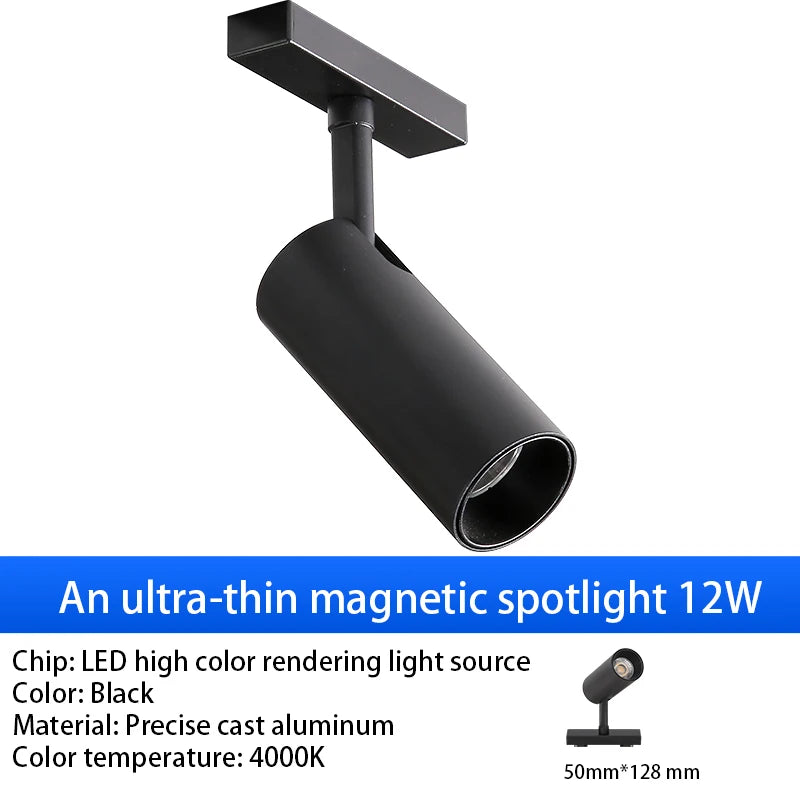 rail lumière suspendue moderne aimants noir ampoules led 12w 24w spotlight floodlight grille light