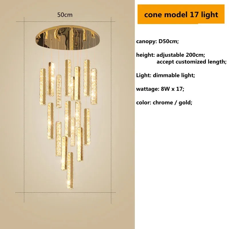 suspension lumineuse contemporaine or argent texture brillante élégante chambre salle bain led