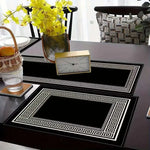 sets table géométriques noirs blancs moderne nappe table runner élégant motifs grecs imperméable résistantextérieur