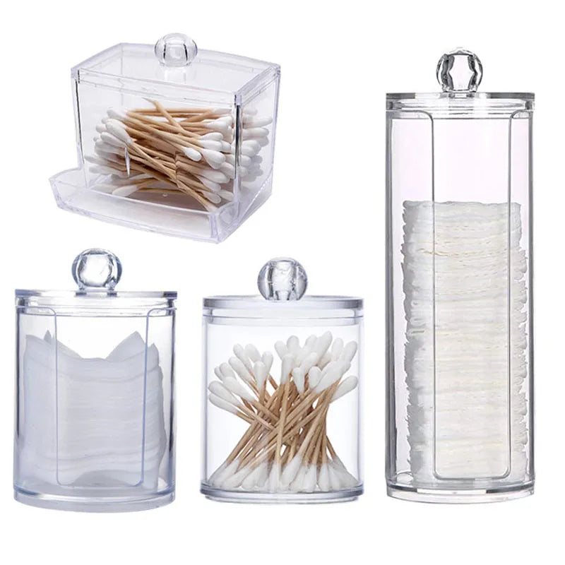 boîte rangement cosmétique transparente plastique cotons lingettes maquillage bijoux salle