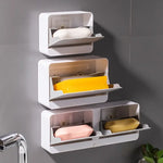 porte savon mural blanc beige gris moderne adhésif rayures verticales opacité salle bain
