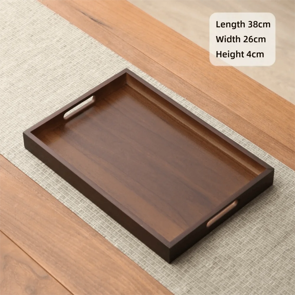 plateau carré bois marron foncé minimaliste poignées service présentation maison rustic