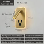 lampe murale moderne bronze blanc prise usb réglable chambre coucher