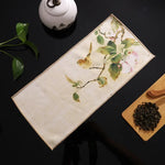 serviettes thé vert bleu beige peinture chinoise motifs floraux art traditionnel zipper cuisine