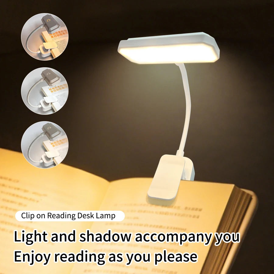lampe pince rechargeable led blanc moderne apprendre protéger yeux switch chargeur