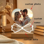 lampe photo personnalisable moderne coeur infini gravure bois blanc couple cadeau anniversaire romantique