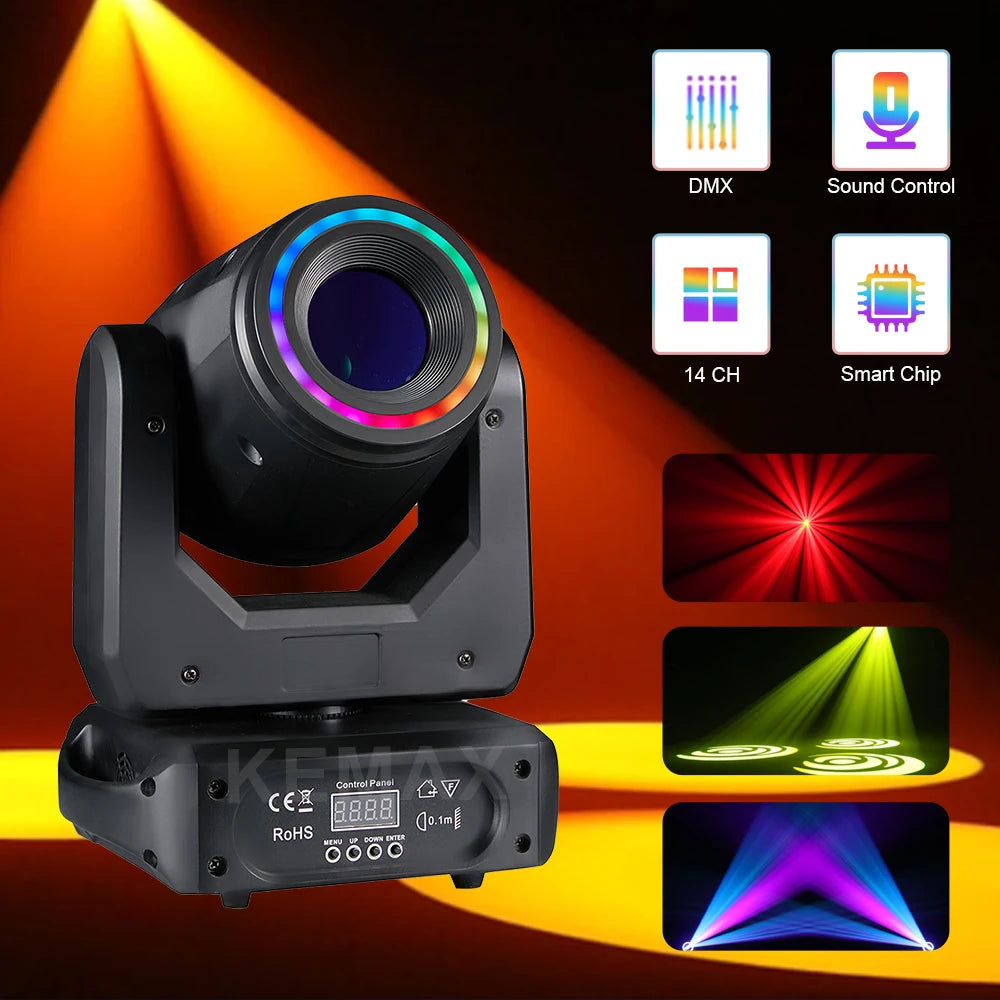projecteur lumière mobile 150W prismes couleurs gobos moderne disco scène DJ