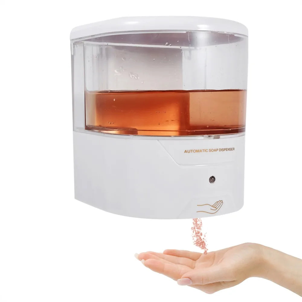 distributeur savon automatique blanc transparent moderne vis fixation 600ml
