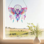 attrape rêves boho plumes fleurs violet bleu rose or pendaison décoration intérieure artisanal