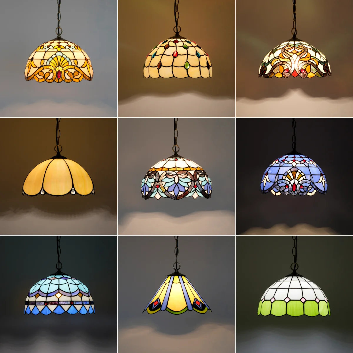 Lampe suspendue Art Nouveau verre coloré floral chambre cuisine restaurant