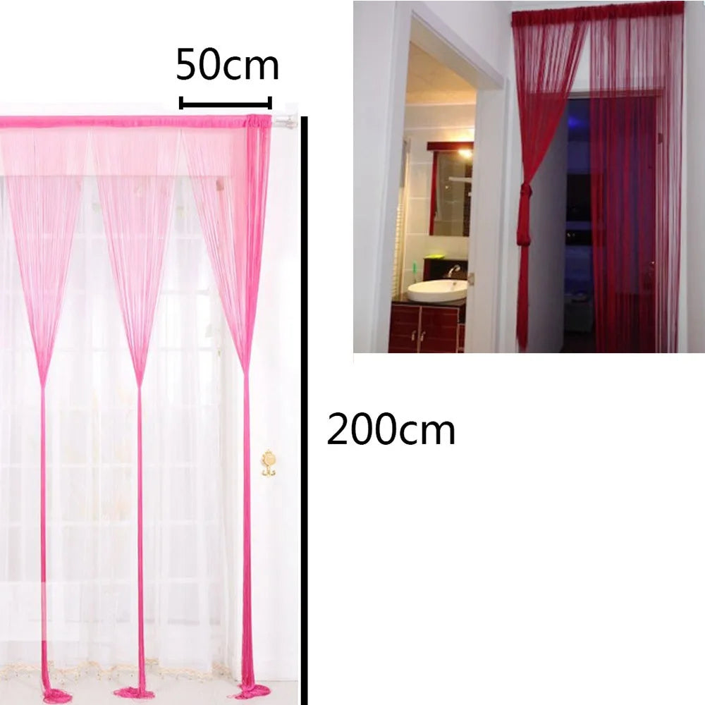 rideau franges transparent bohème salon couleur rouge vert bleu polyester 50x200cm