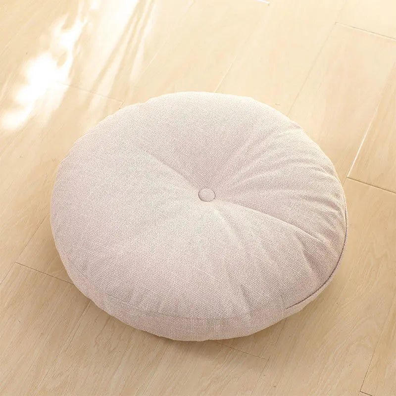 coussin rond beige rayures horizontales moderne doux confortable lit siège ornement