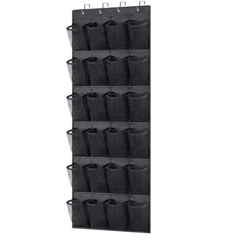 organisateur mural chaussures compartiments tissu polyestère clips suspendus moderne fonctionnel noir pliable