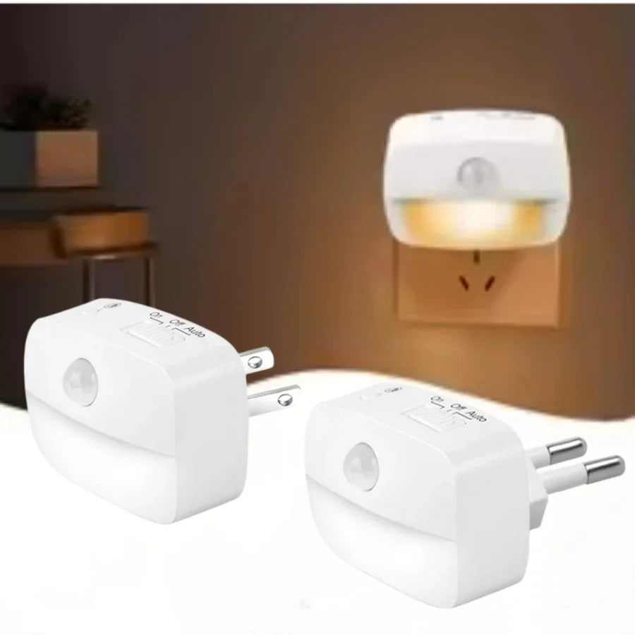 lampe nuit capteur mouvement blanc moderne prise murale sans fil modes économie énergie chambre