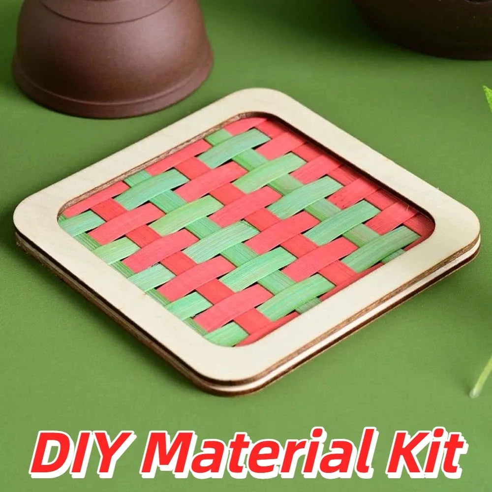 coasters tissés bambou multicolores traditionnels faits main opaques pack diy