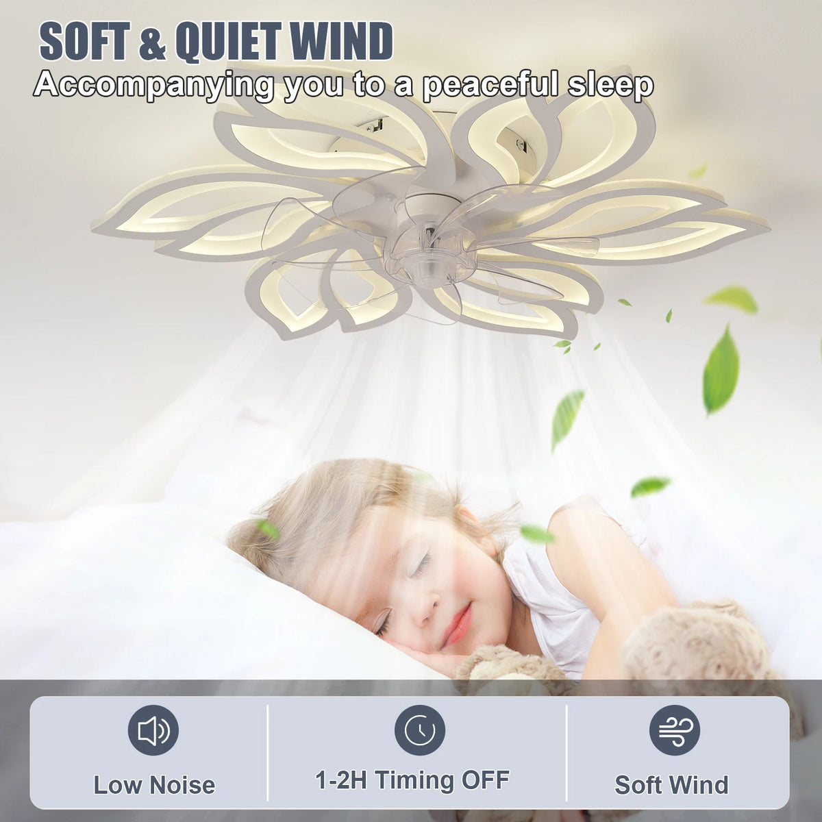 lampe led moderne télécommande feuilles stylisées blanc noir réglable