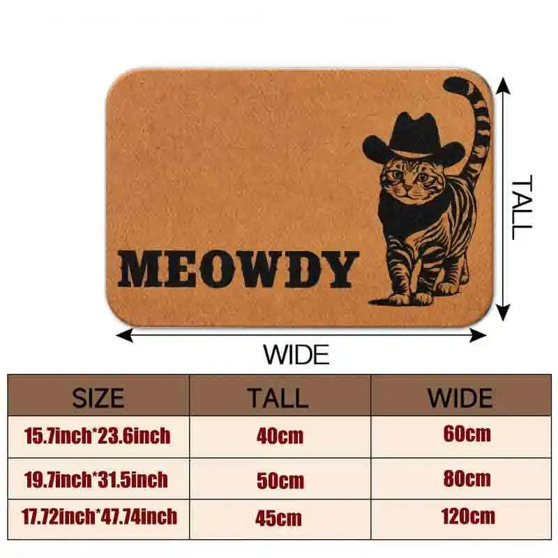 tapis sol marron chat cowboy meowdy antidérapant moderne décoration entrée maison machine lavable