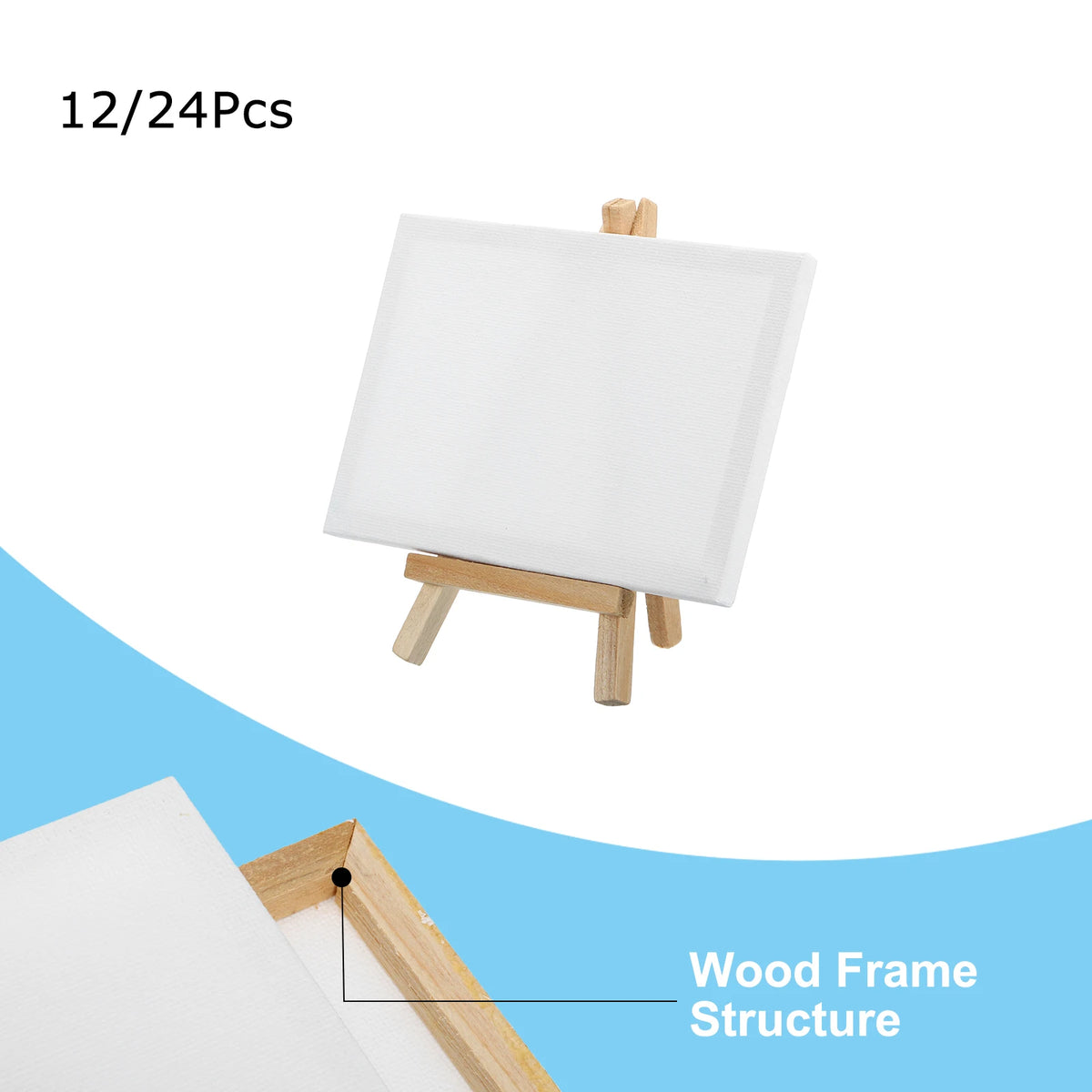 toile d'art blanc minimaliste triple enduit chevalet bois mini tableau palette peinture set débutant