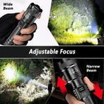 torche portable led rechargeable zoom télescopique batterie usb boîte moderne noire intense
