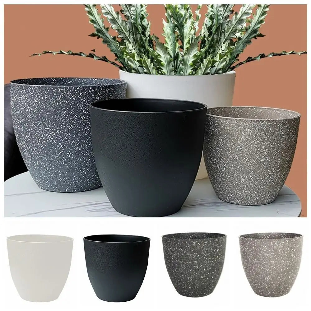 Pots fleurs modernes plastique texturé noir gris opaques XL