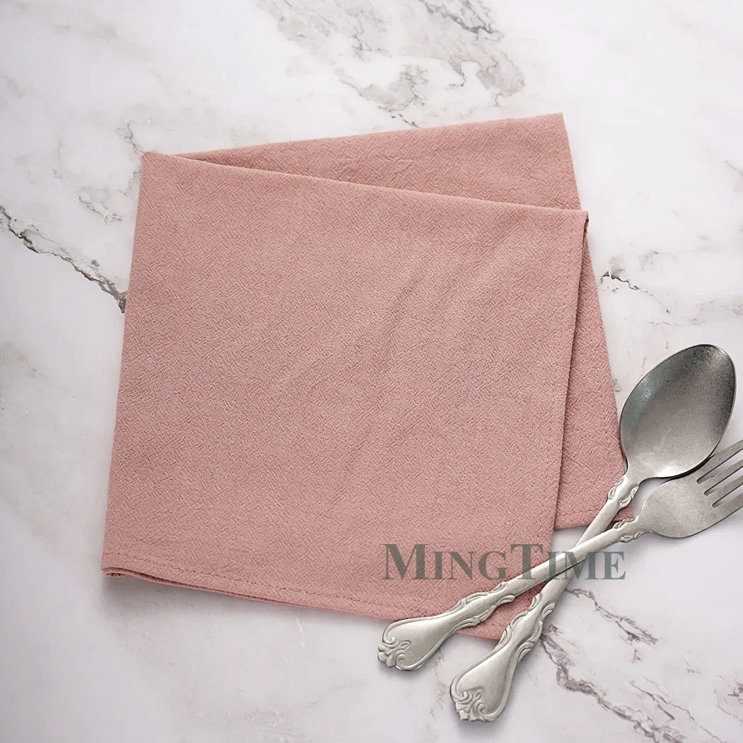 serviettes coton rose pâle texture lin classique réutilisables table manger party banquet
