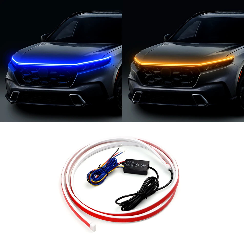 barre lumineuse voiture rouge blanche rayures horizontales adhésif moderne étanche ip66 led clignotante 12v