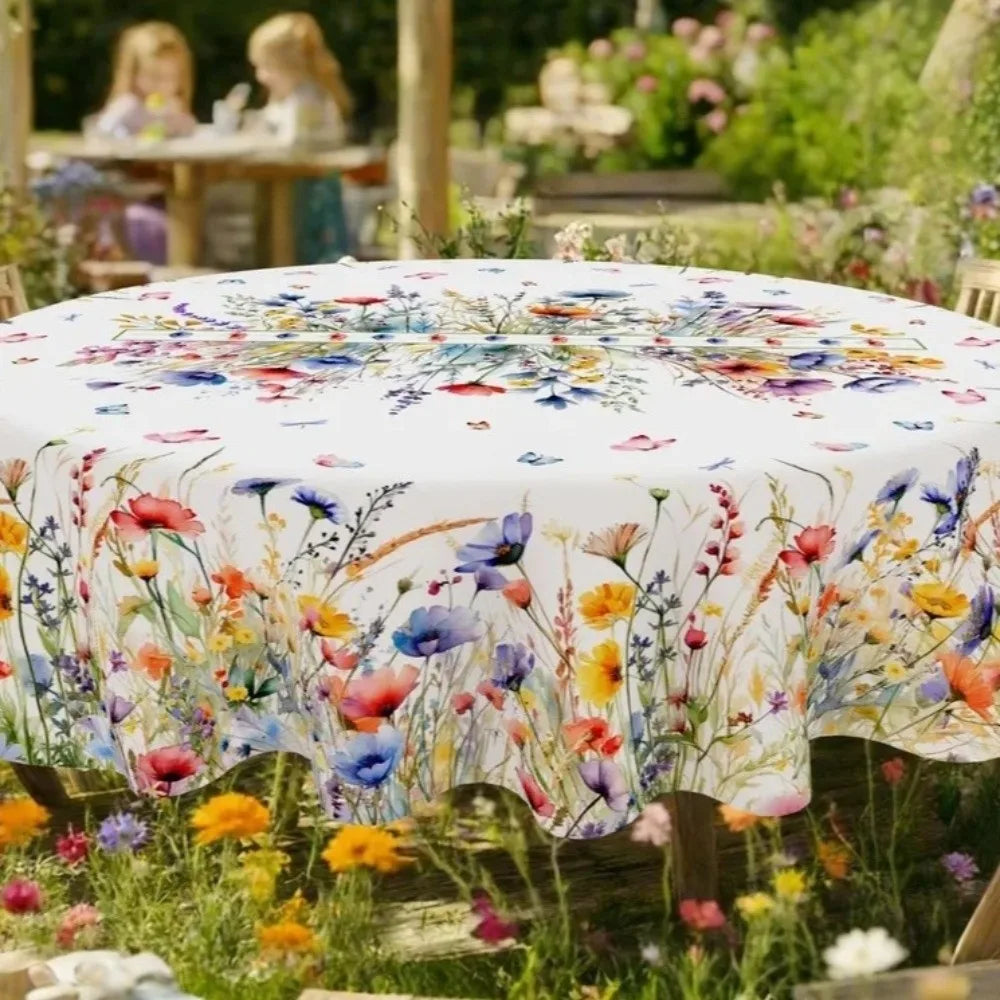 nappe polyester fleur coq campagne facile nettoyage rectangulaire pâques fête pastoral