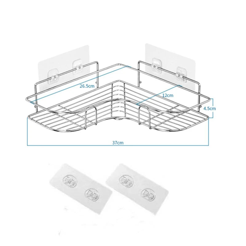 étagère salle bain moderne adhésive noir grille métallique rangement bouteilles cosmétiques flacons pots boîtes
