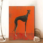 tableau abstrait chien noir orange contemporain toile sans cadre 50x40cm 60x40cm 70x30cm