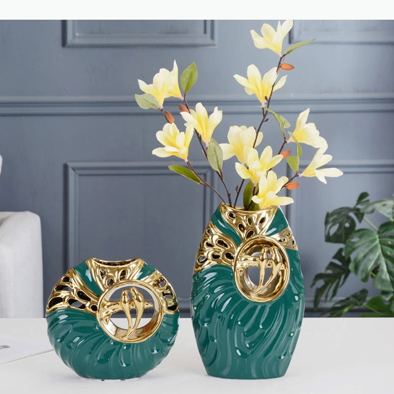 vase opalescent vert relief plumes doré oiseaux art deco fleurs vertes jaunes